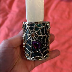 Spider Web Candle Holder with Jewel Accents